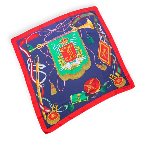 CELINE RED AND NAVY REVOLUTION FRANCAISE SCARF - Picture 3 of 6